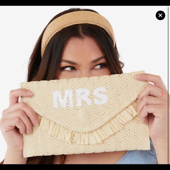 New in bag beyond the beach BTB MRS straw clutch purse for the new bride - Picture 2 of 7